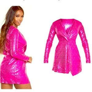 Pretty little thing Hot Pink Sequin Bodycon dress